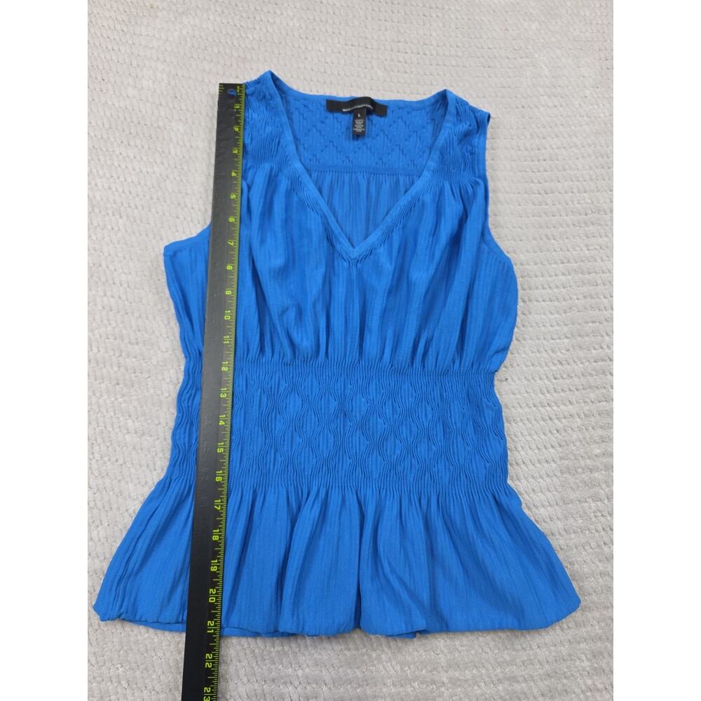 White House Black Market Shirt Womens Large Blue Peplum Sleeveless Stretch Tank - Picture 2 of 7
